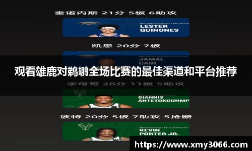 观看雄鹿对鹈鹕全场比赛的最佳渠道和平台推荐